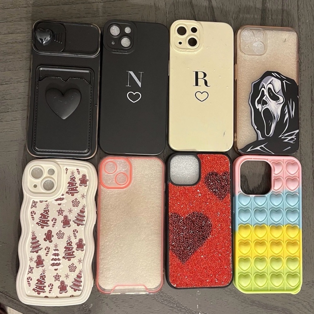 SHEIN Heart and Pattern Phone Cases - Black, Cream, Red, Pink, Etc